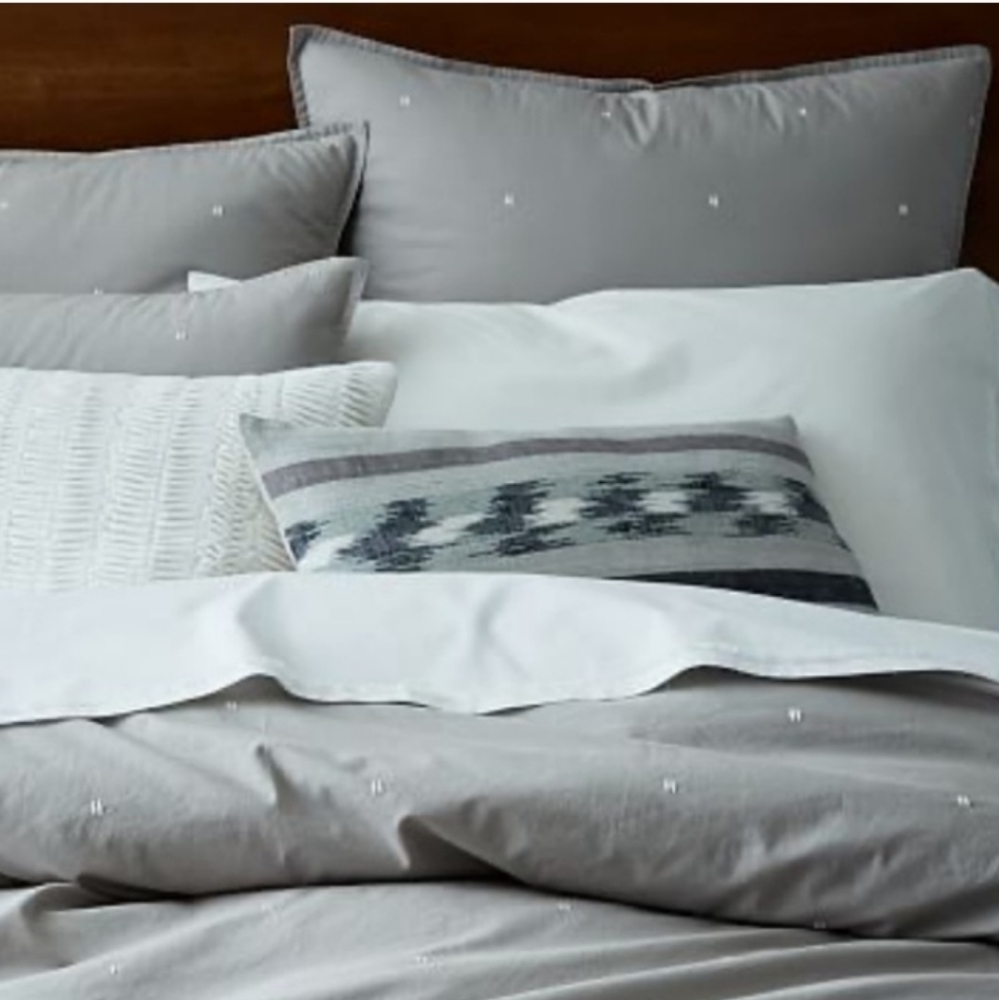 West Elm Organic Washed Cotton percale Euro Pillow Sham - grey